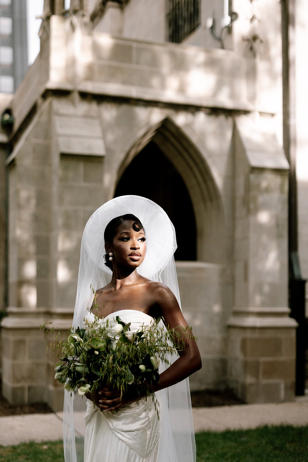Glam Atelier bridal editorial, cathedral veil