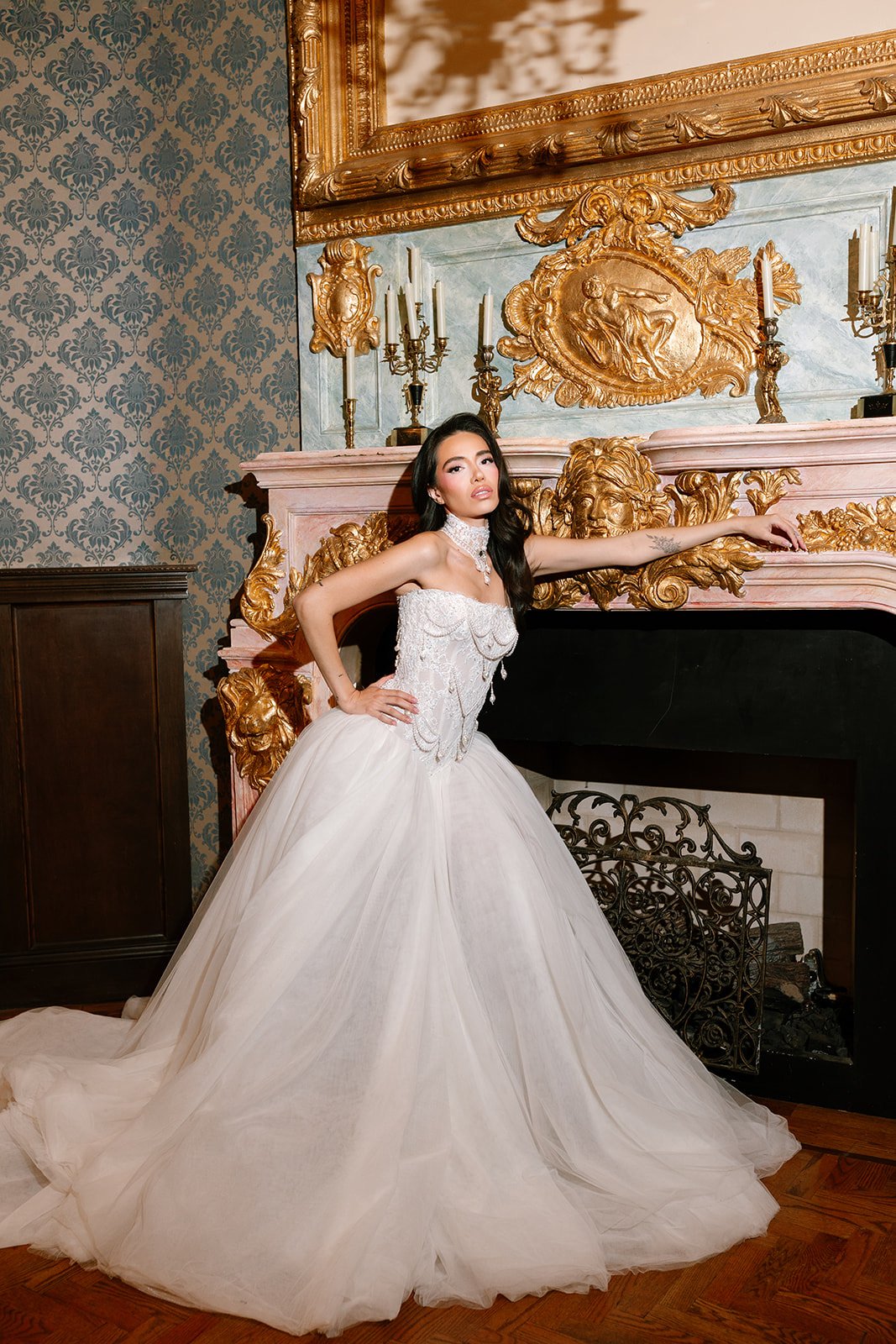 Glam Atelier bridal editorial, gold interior